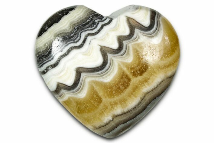 Polished Zebra Calcite Heart - Mexico #342075
